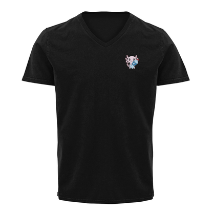 Playera Cuello V Axolotzin Botella Agua Ajolote