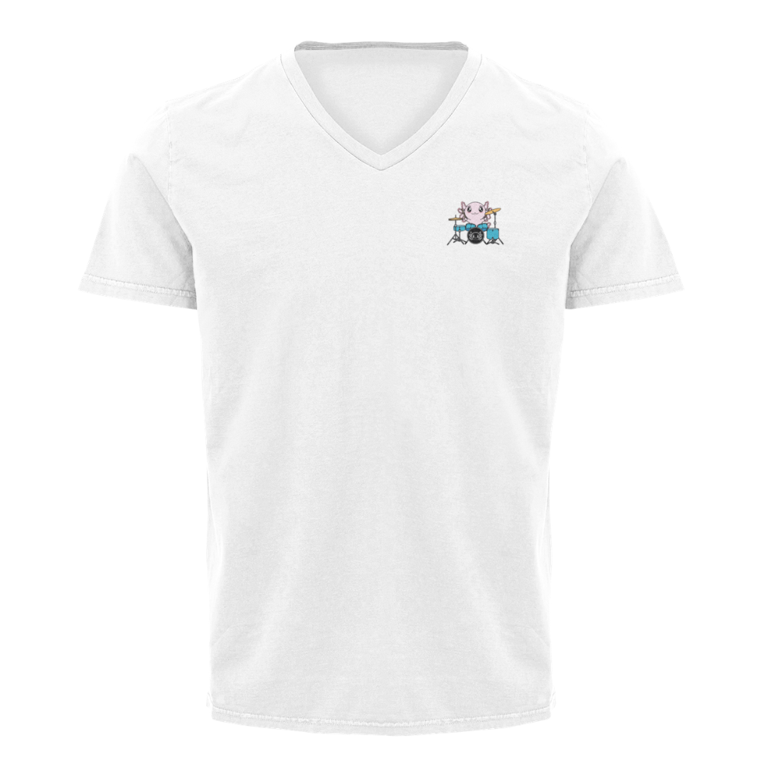 Playera Cuello V Axolotzin Baterista Ajolote