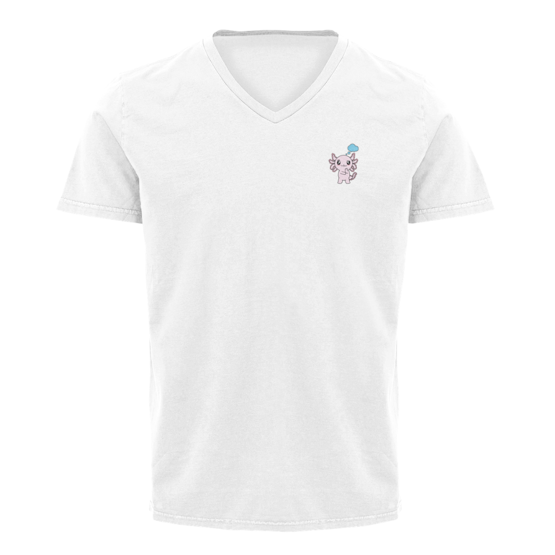 Playera Cuello V Axolotzin Pensando Ajolote