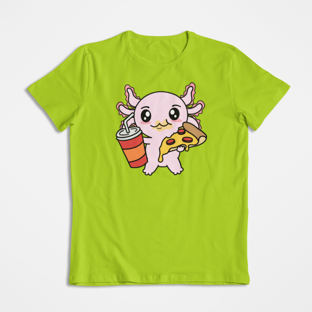 Playera Axolotzin Comiendo Pizza Ajolote