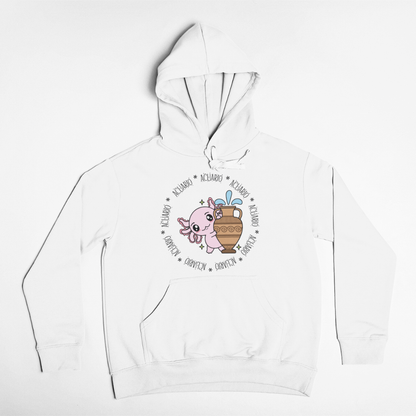 Hoodie Axolotzin Horóscopos Aro Acuario Ajolote Unisex