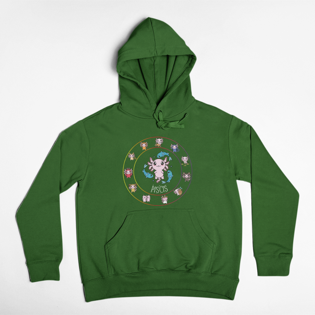 Hoodie Horóscopos Piscis Axolotzin Ajolote Unisex