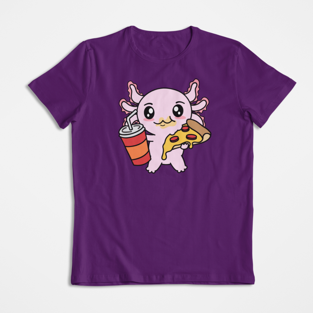 Playera Axolotzin Comiendo Pizza Ajolote