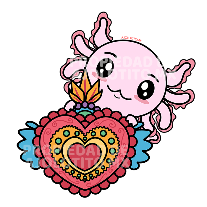 Sticker Axoloteria El Corazón Ajolote