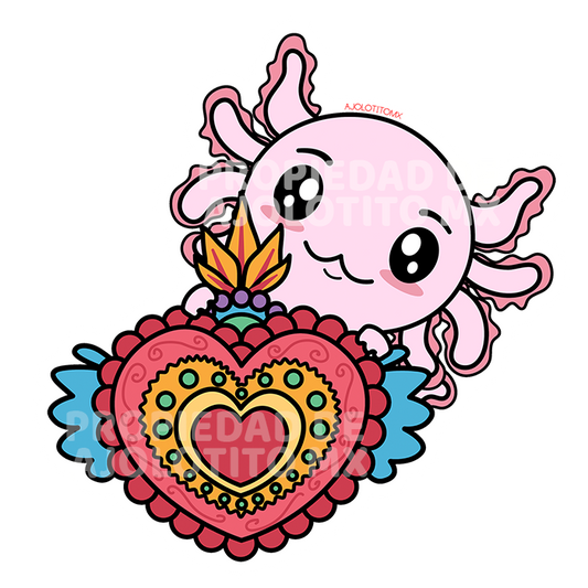 Sticker Axoloteria El Corazón Ajolote