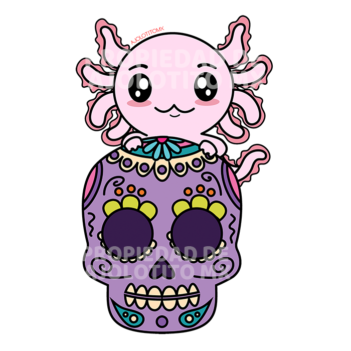 Sticker Axoloteria La Calavera Ajolote