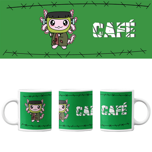 Taza Vers 2 Axolotzin Monstruo De Frankenstein Ajolote