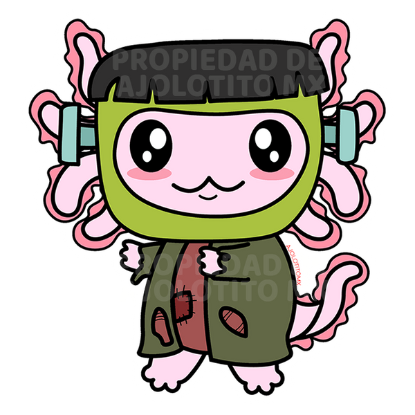 Sticker Axolotzin Monstruo De Frankenstein Ajolote