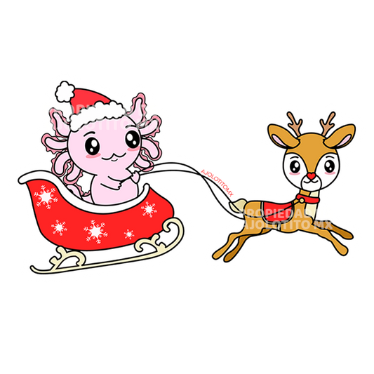 Sticker Axolotzin Trineo Ajolote