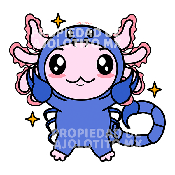 Sticker Axolotzin Escorpio Ajolote