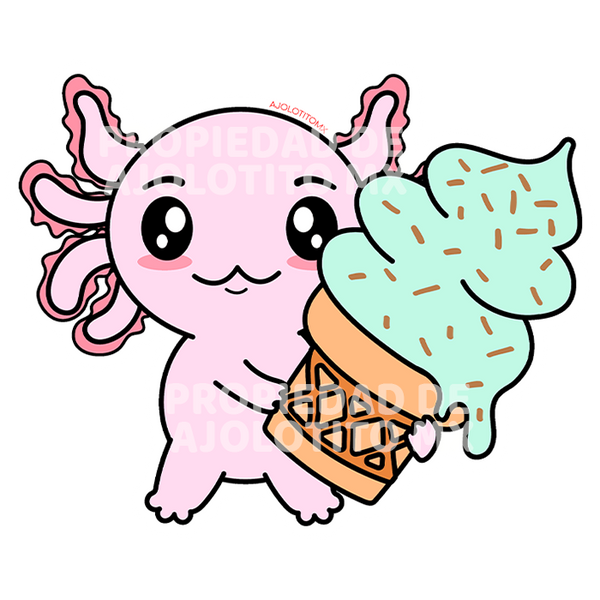 Sticker Axolotzin Helado Ajolote