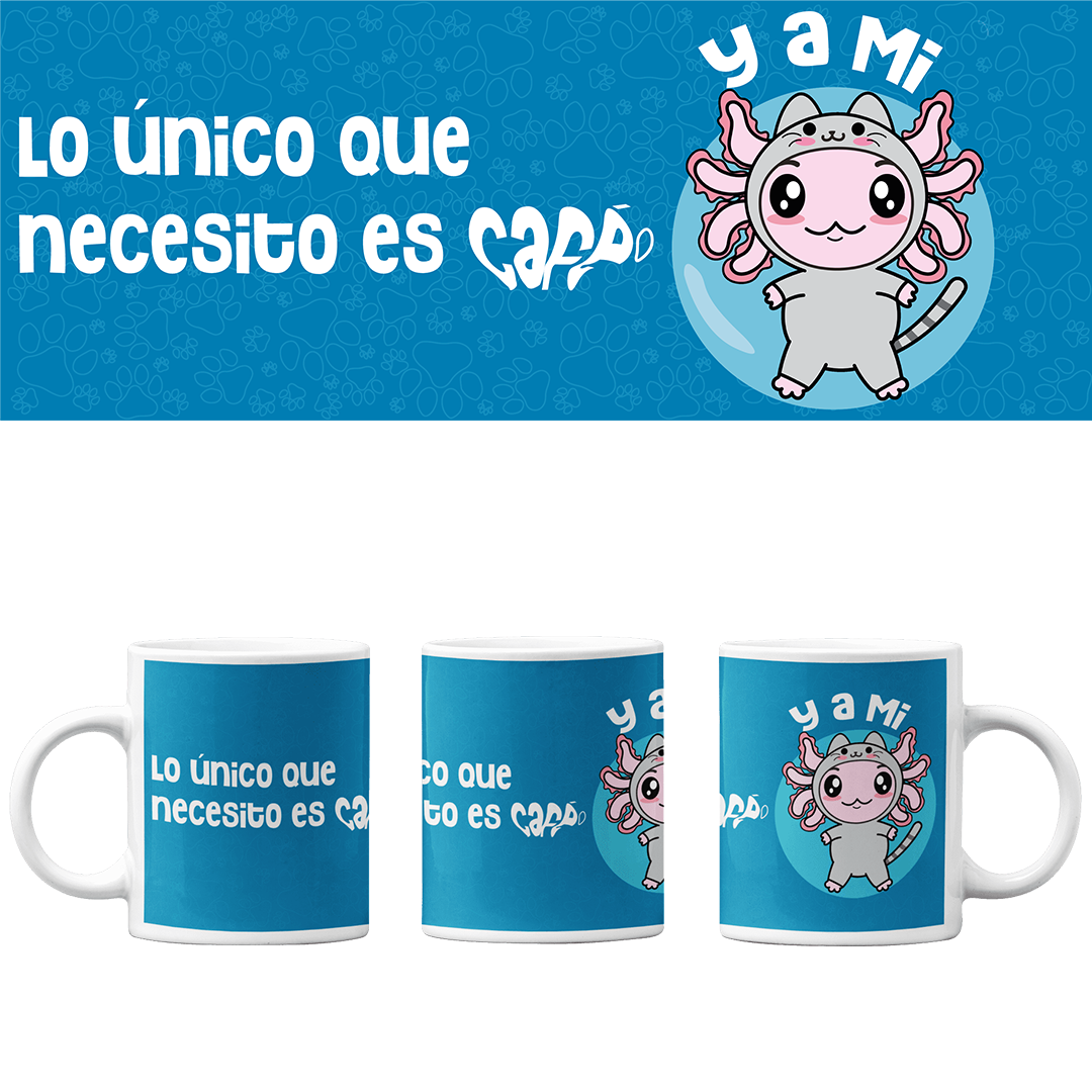 Taza Vers 2 Axolotzin Disfraz Gato Ajolote