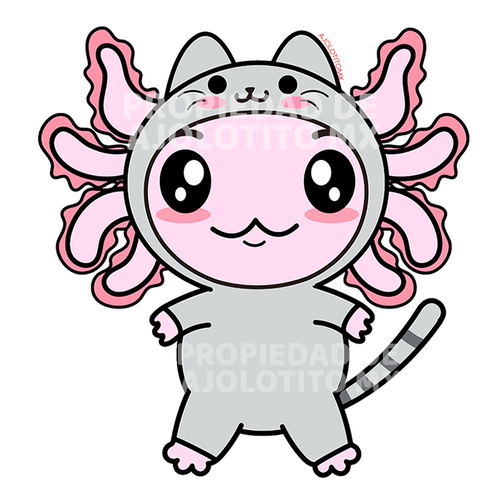 Sticker Axolotzin Disfraz Gato Ajolote