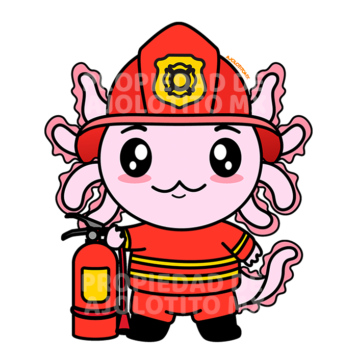 Sticker Axolotzin Bombero Ajolote