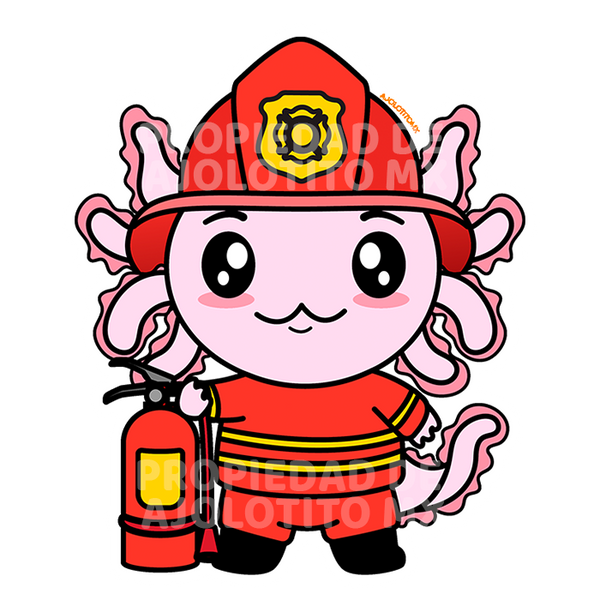 Sticker Axolotzin Bombero Ajolote