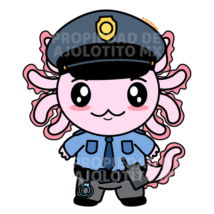 Sticker Axolotzin Policia Ajolote
