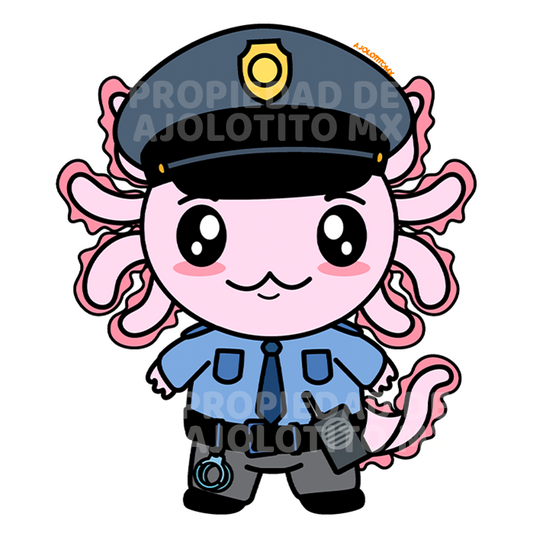 Sticker Axolotzin Policia Ajolote