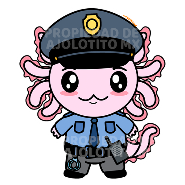 Sticker Axolotzin Policia Ajolote