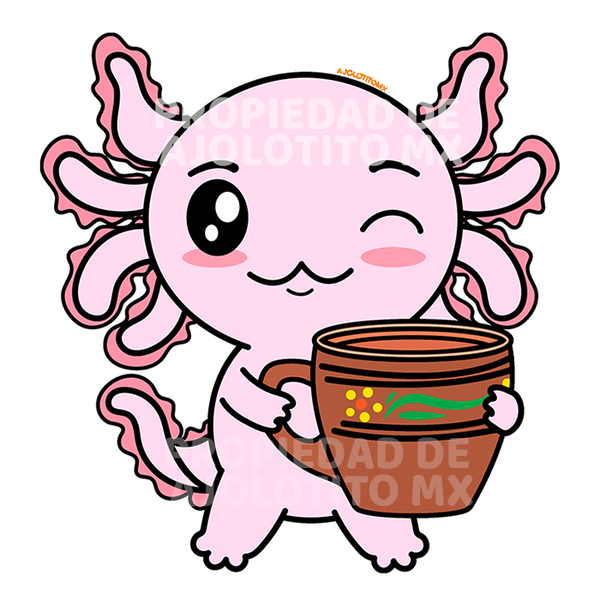 Sticker Axolotzin Pulquero  Ajolote