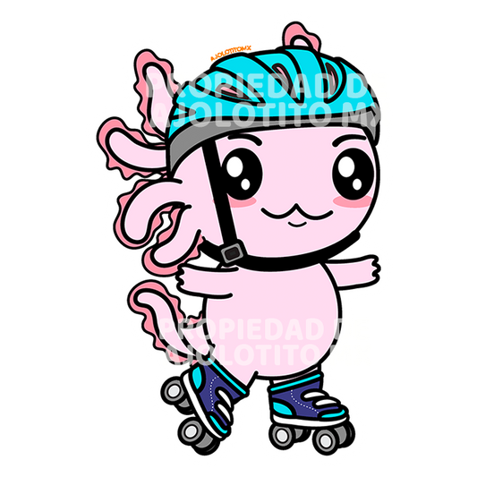 Sticker Axolotzin Patinador Ajolote