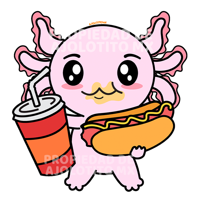 Sticker Axolotzin Comiendo Jocho Ajolote