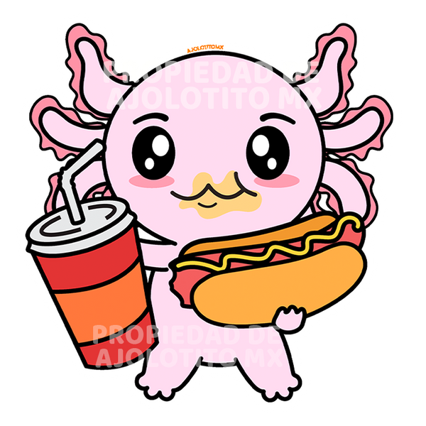 Sticker Axolotzin Comiendo Jocho Ajolote