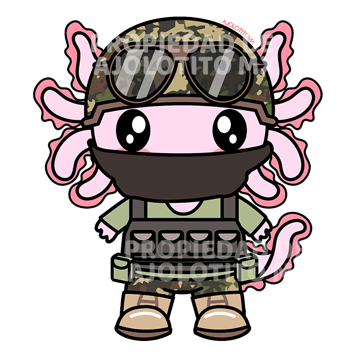 Sticker Axolotzin Militar Ajolote