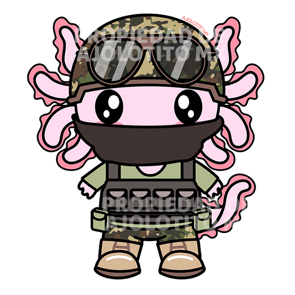 Sticker Axolotzin Militar Ajolote