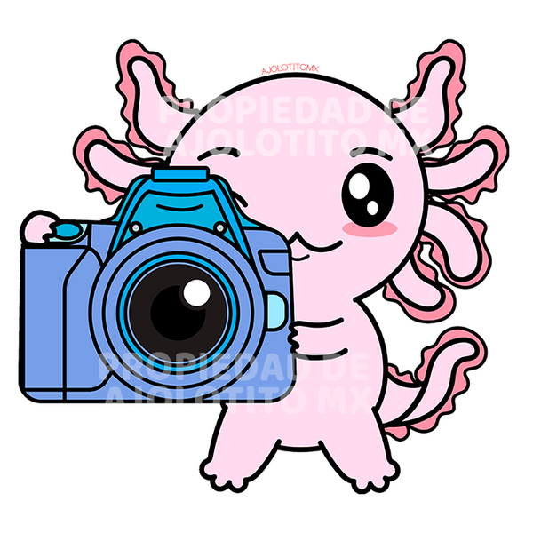 Sticker Axolotzin Fotografo Ajolote