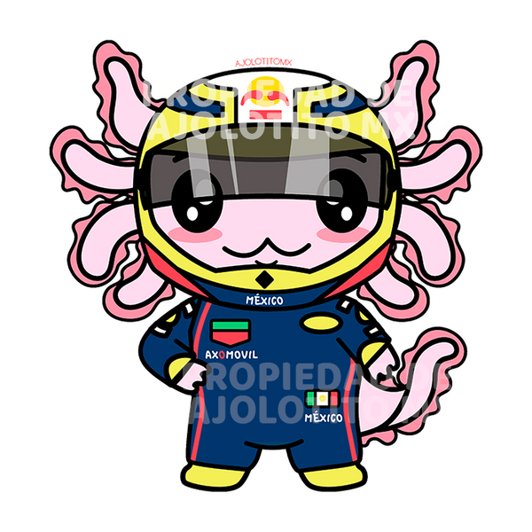 Sticker Axolotzin Piloto De Carreras Ajolote