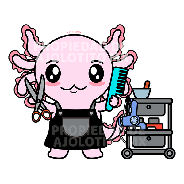 Sticker Axolotzin Barbero Ajolote