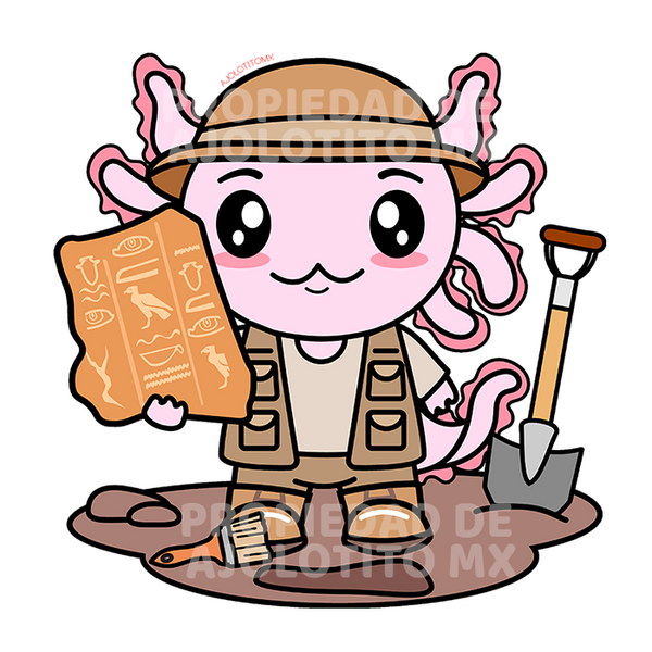 Sticker Axolotzin Arqueologo Ajolote