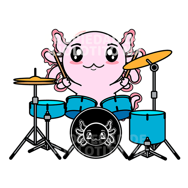 Sticker Axolotzin Baterista Ajolote