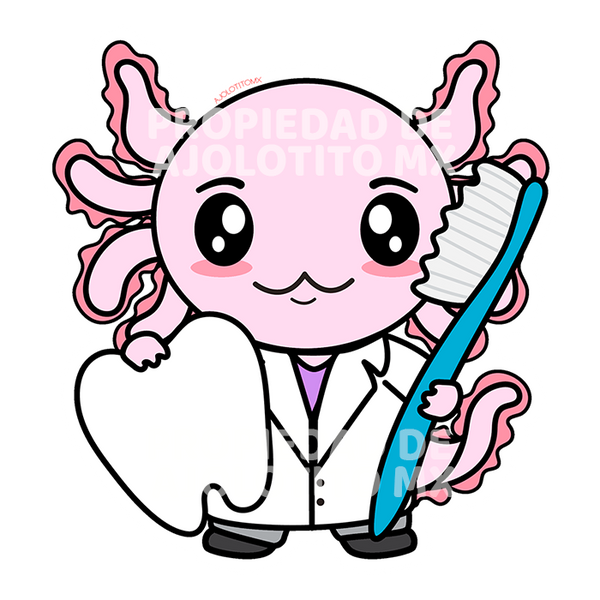 Sticker Axolotzin Dentista Ajolote