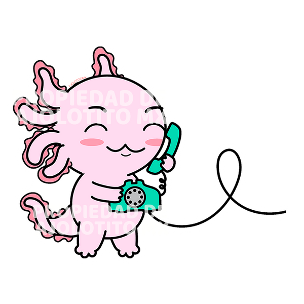 Sticker Axolotzin Telefono Ajolote