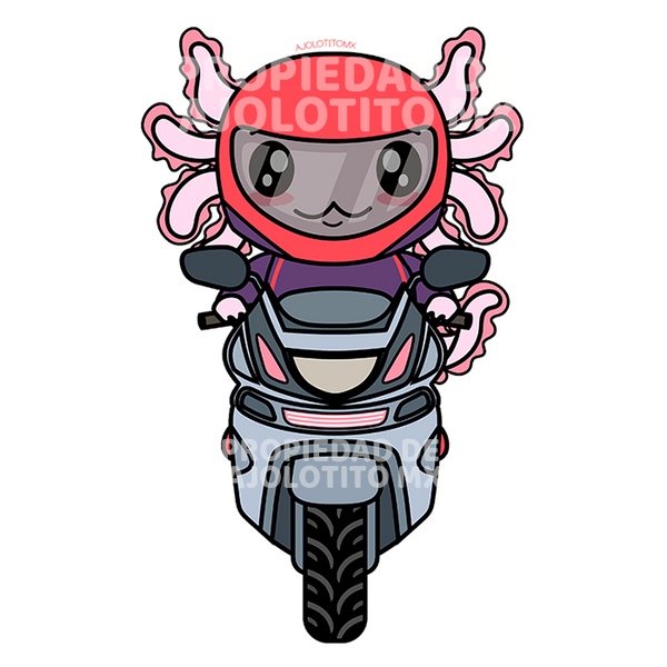 Sticker Axolotzin Motoneta Ajolote