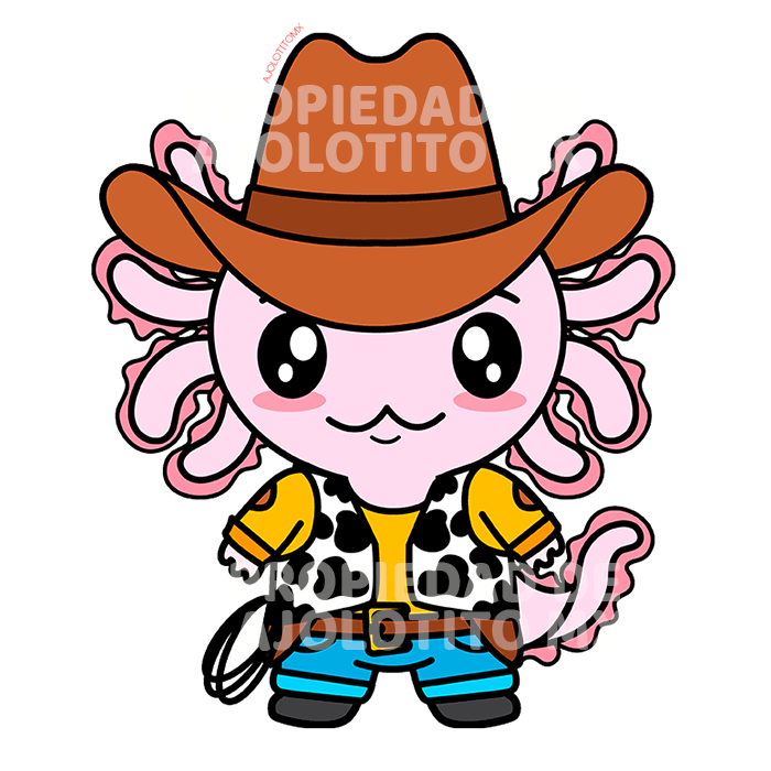 Sticker Axolotzin Vaquero Ajolote