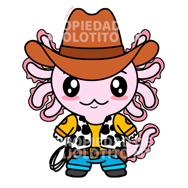 Sticker Axolotzin Vaquero Ajolote