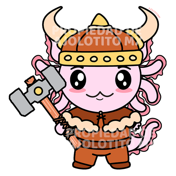 Sticker Axolotzin Vikingo Ajolote