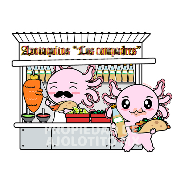 Sticker Axolotzin Puesto De Tacos Ajolote