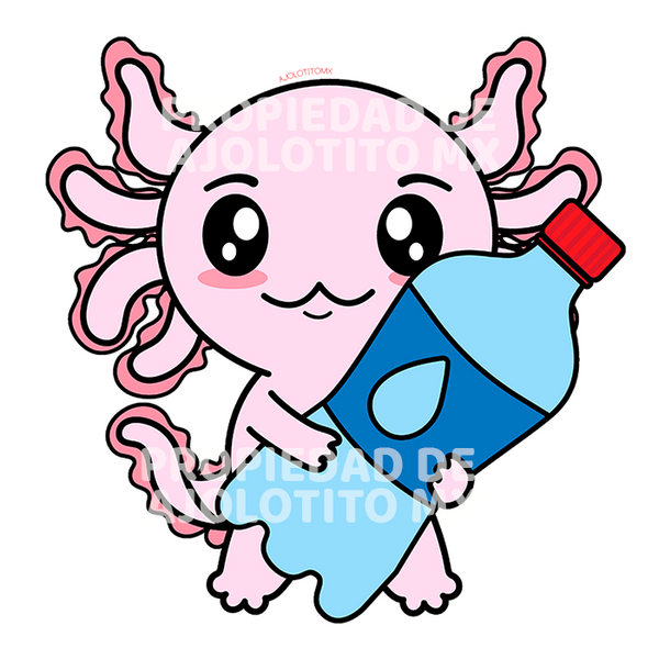 Sticker Axolotzin Botella Agua Ajolote