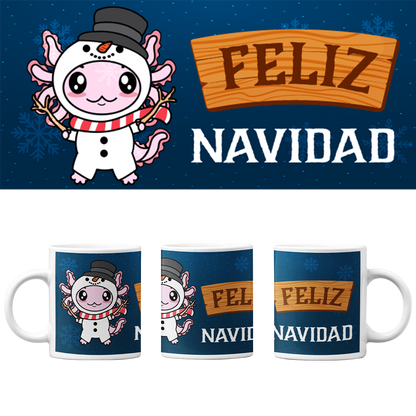 Taza Vers 2 Axolotzin Muñeco De Nieve Ajolote