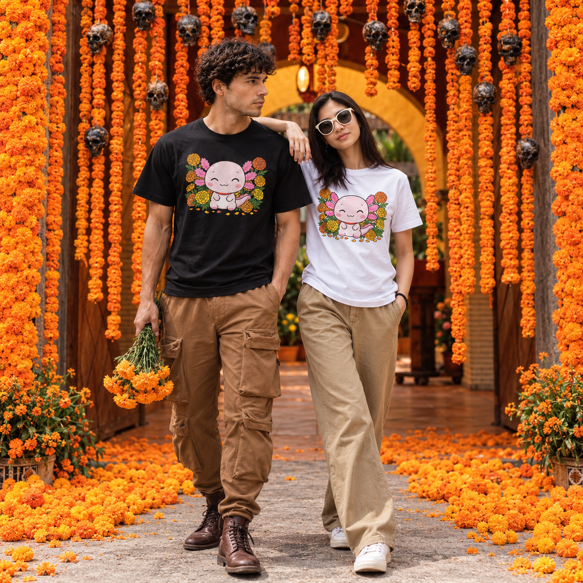 Playera Ajolotito Cempasúchil