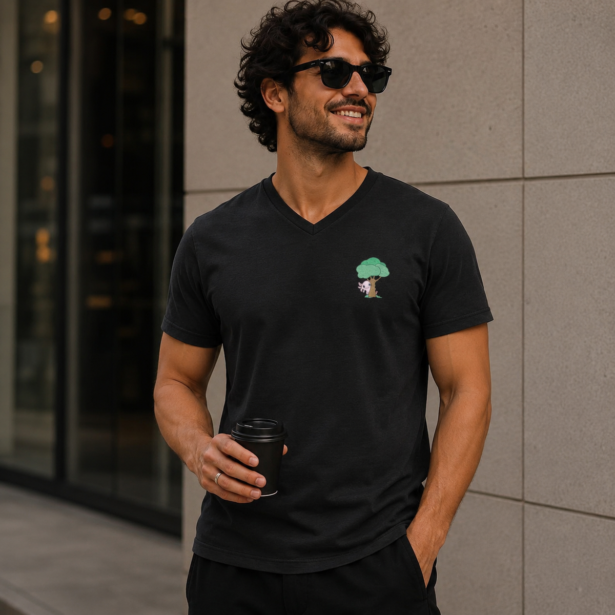 Playera Cuello V Axoloteria El Arbol Ajolote Adulto