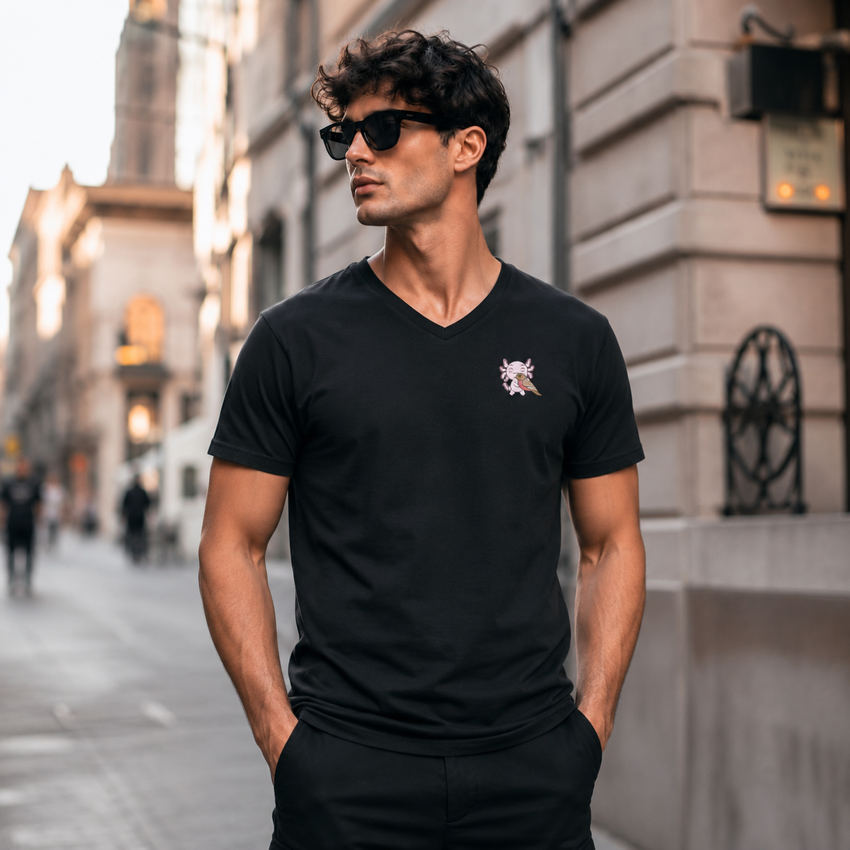 Playera Cuello V Axoloteria El Pajaro Ajolote Adulto