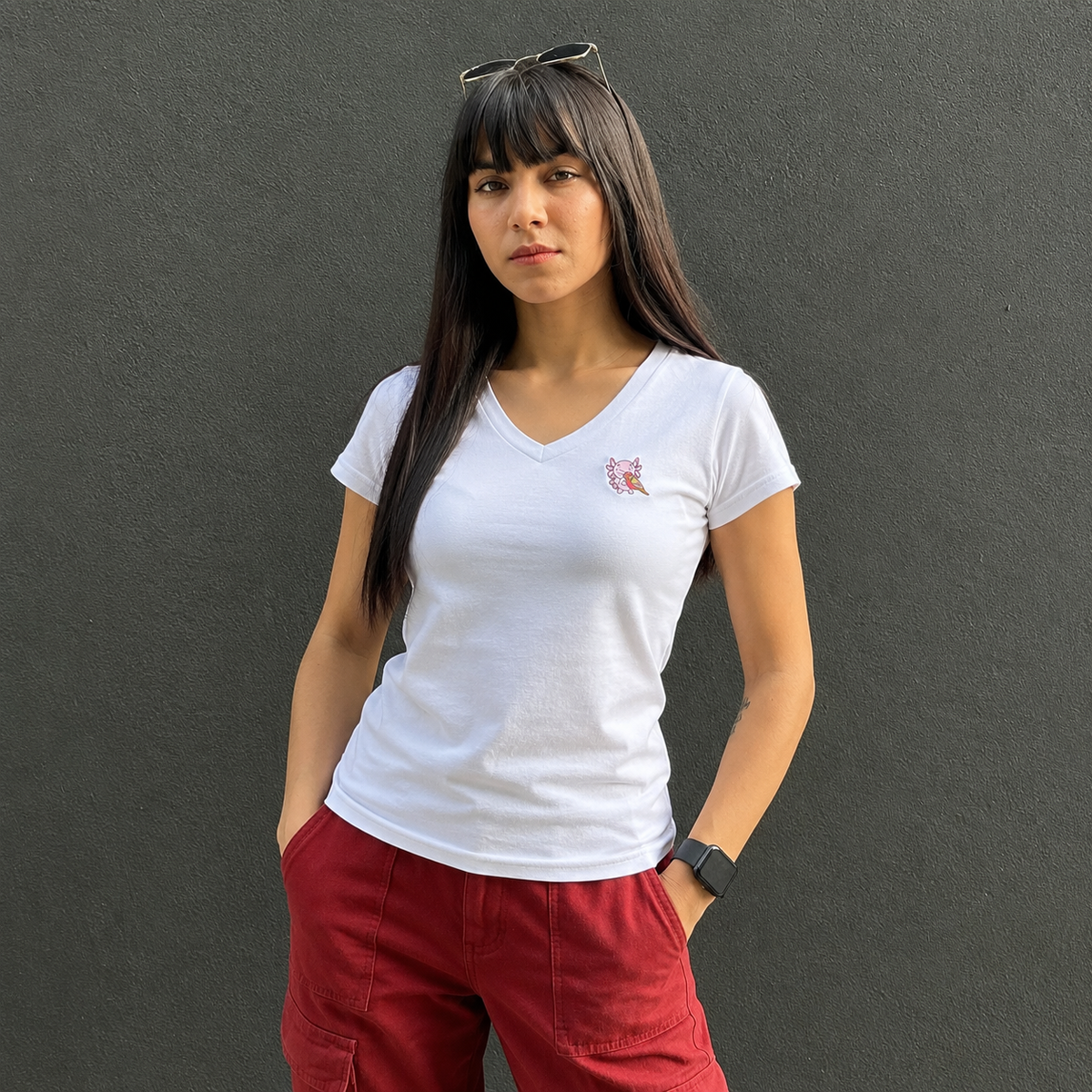 Playera Cuello V Axoloteria El Pajaro Ajolote Adulto