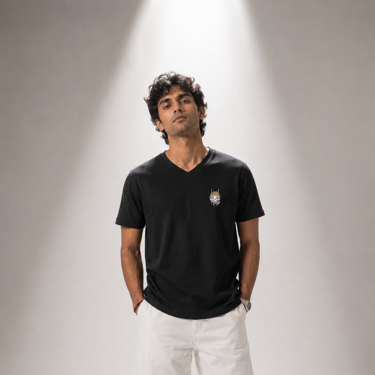 Playera Cuello V Axoloteria El Borracho Ajolote Adulto