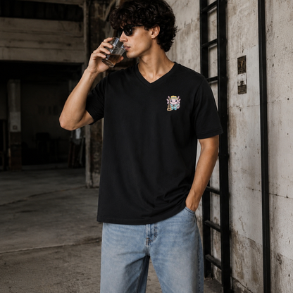 Playera Cuello V Axoloteria El Musico Ajolote Adulto