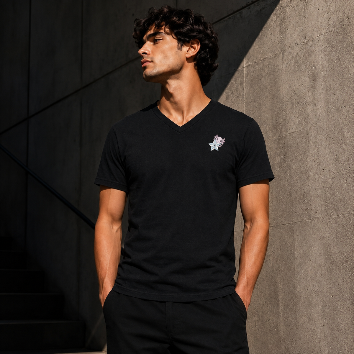 Playera Cuello V Axoloteria La Estrella Ajolote Adulto