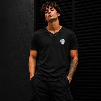 Playera Cuello V Axoloteria El Mundo Ajolote Adulto
